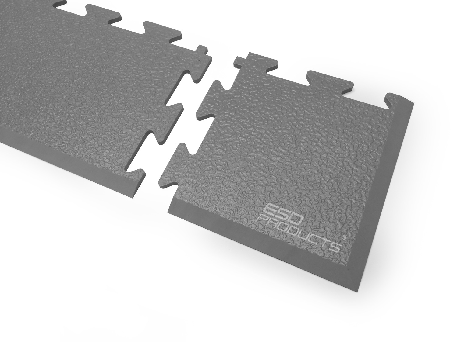 ESD Puzzle Corner Ramp Close-Up INCAFLOOR Cut Milled Grey 140x140x5mm